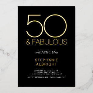 Gold Foil 50 and Fabulous 50th Birthday Party Invitation