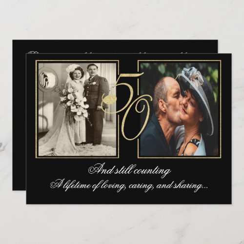 Gold Foil 50th Anniversary Celebration Invitation