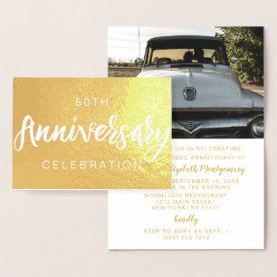 Gold Foil 50th Anniversary Party Invitations