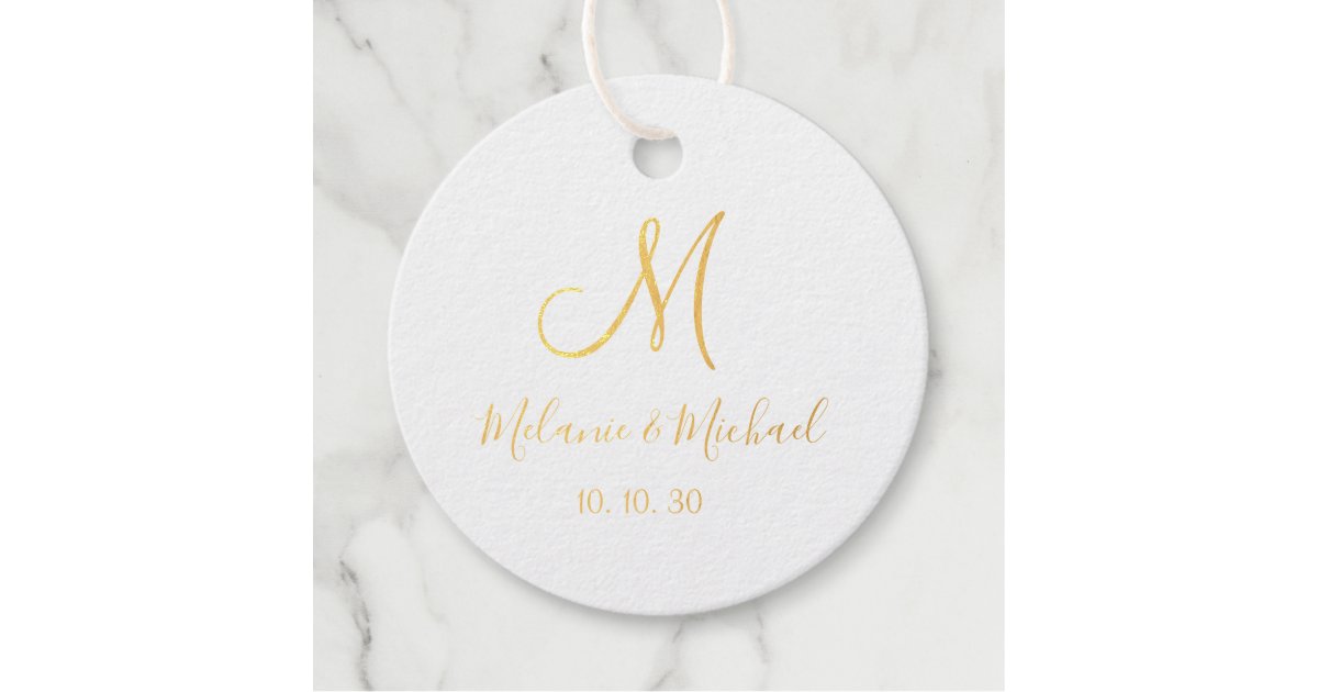 Gold Foil 50th Wedding Anniversary Names Thank You Favor Tags | Zazzle