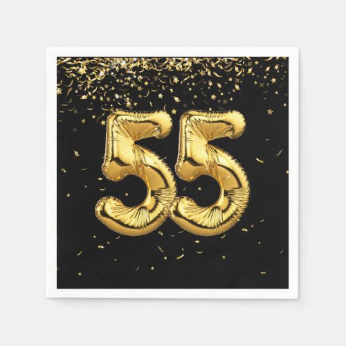 Gold Foil 55 Balloons And Confetti  Napkins