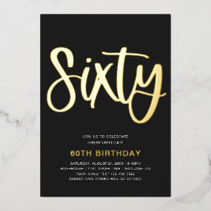 Gold Foil 60th Birthday Invitation   Sixtieth Foil