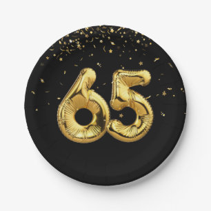 Gold Foil 65 Balloons And Confetti Paper Plate