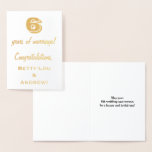 [ Thumbnail: Gold Foil 6th Wedding Anniversary + Custom Names Foil Card ]