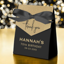 Gold Foil 70th Birthday Name Script Thank You Favor Boxes