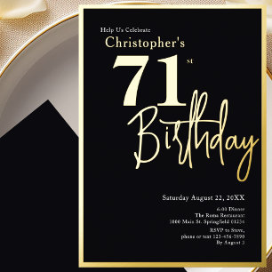 Gold Foil 71st Birthday Invitation Modern Elegant 