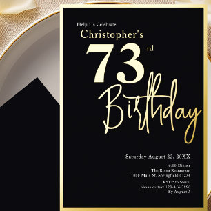 Gold Foil 73rd Birthday Invitation Modern Elegant