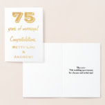 [ Thumbnail: Gold Foil 75th Wedding Anniversary + Custom Names Foil Card ]