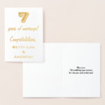 [ Thumbnail: Gold Foil 7th Wedding Anniversary + Custom Names Foil Card ]