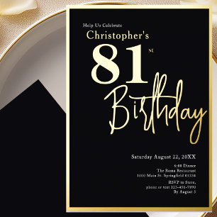 Gold Foil 81st Birthday Invitation Modern Elegant