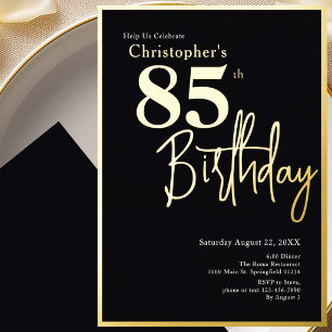 Gold Foil 85th Birthday Invitation Modern Elegant