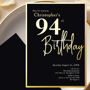 Gold Foil 94th Birthday Invitation Modern Elegant