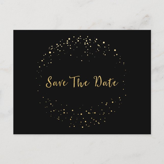 Gold Foil Abstract Circle Save The Date Postcard (Front)