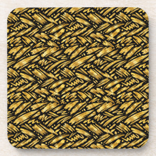 Gold Foil Abstract Pattern Beverage Coaster