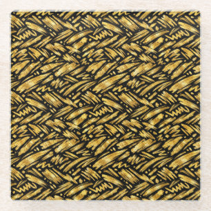 Gold Foil Abstract Pattern Glass Coaster