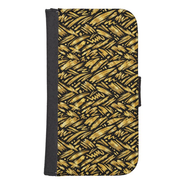 Gold Foil Abstract Pattern Samsung Galaxy Wallet Case (Front)