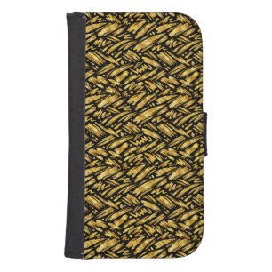 Gold Foil Abstract Pattern Galaxy S4 Wallet Case