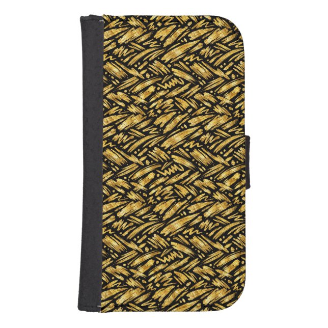 Gold Foil Abstract Pattern Samsung Galaxy Wallet Case (Front)
