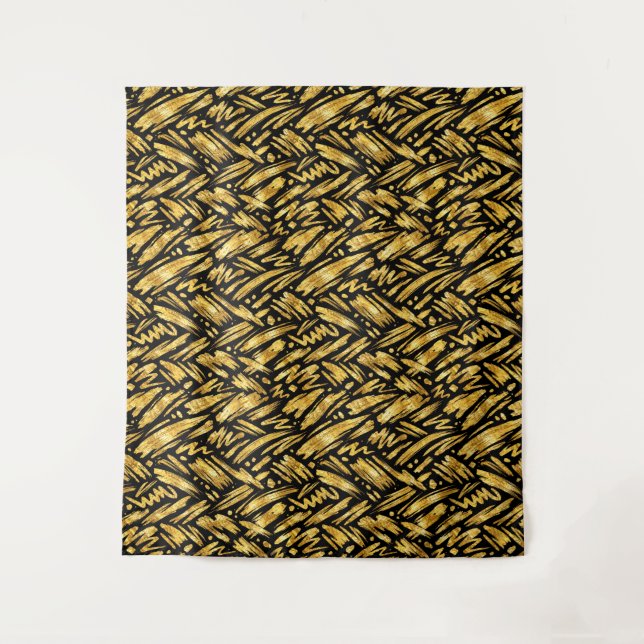 Gold Foil Abstract Pattern Tapestry (Front)