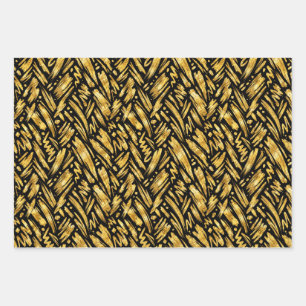 Gold Foil Abstract Pattern Wrapping Paper Sheets