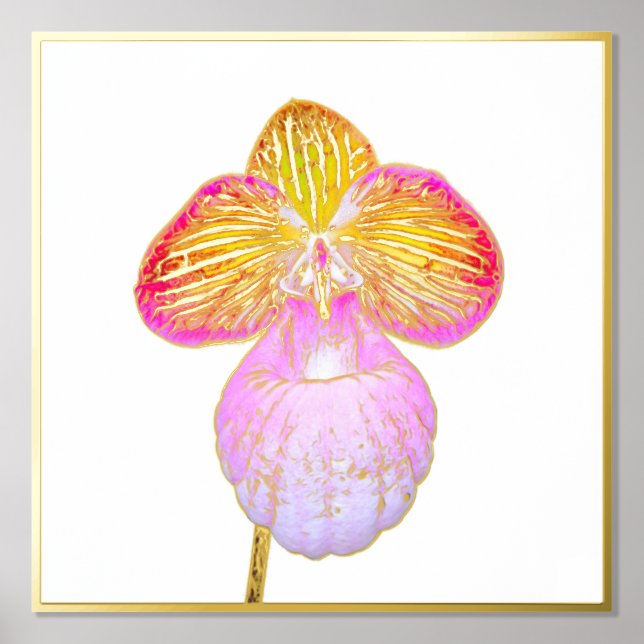 Gold Foil Accent of Red Moon Orchid Print  (Front)