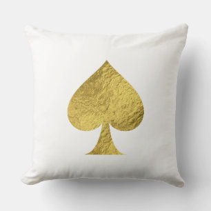 Gold Foil Ace of Spades Throw Pillow
