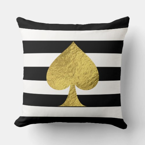 Gold Foil Ace of Spades Throw Pillow