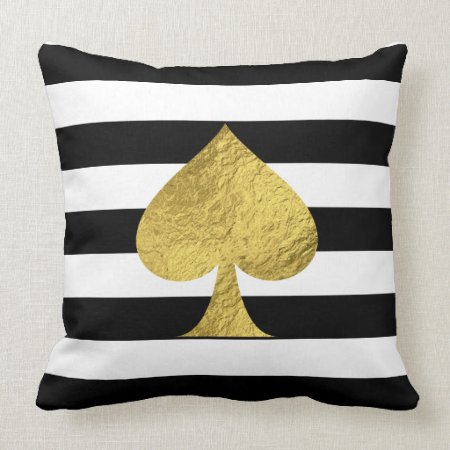 Gold Foil Ace Of Spades Throw Pillow