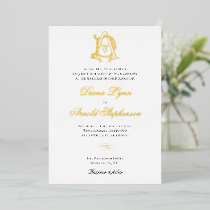 Gold Foil AD Monogram or DA Monogram Foil Invitation