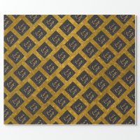 Your Family Name Black & Gold Reindeer Christmas Wrapping Paper