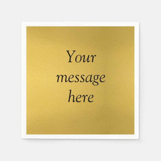 Gold foil add your custom message text hereglitter napkins (Front)