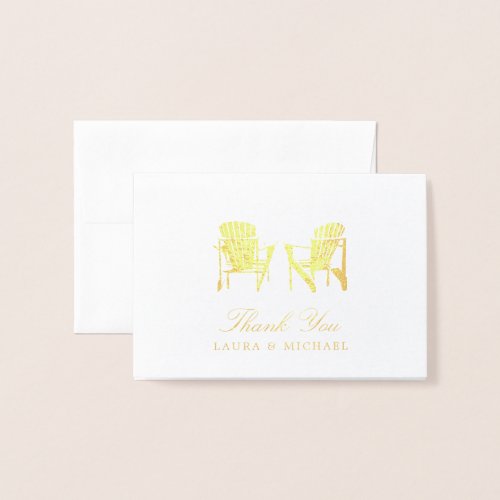 Gold Foil Adirondack Beach Chairs  Wedding Foil Card