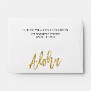 Gold Foil Aloha Tropical Hawaiian Wedding Envelope
