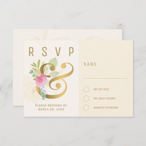 Gold Foil Ampersand Blush Blush Pink Rose Wedding Rsvp Card Zazzle 8242