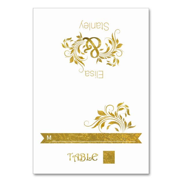 Gold Foil Ampersand & Scroll Wedding Escort Invitation
