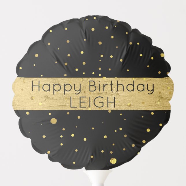 Gold Foil and Black Birthday Balloon (Front)