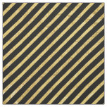 Gold Foil and Black Diagonal Stripes Pattern Fabric