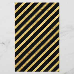 Gold Foil and Black Diagonal Stripes Pattern Flyer