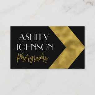 Gold Foil and Black Photographer Business Card