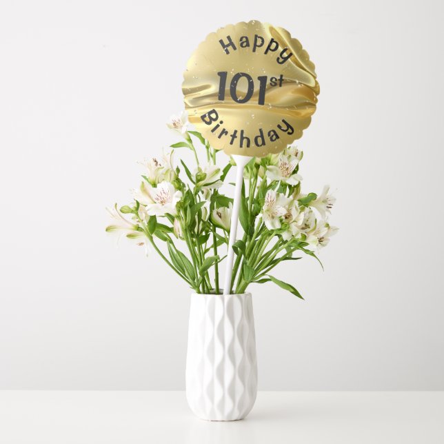 Gold Foil and Confetti For 101st Birthday Balloon (Vase)