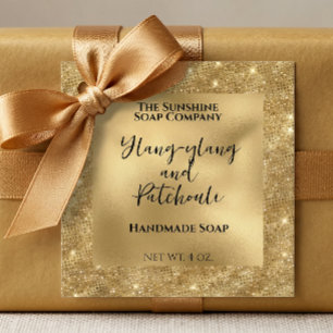 Gold Foil and Glitter Cosmetics Product Tag