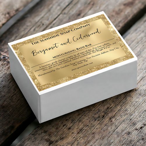 Gold Foil and Glitter Soap Product Label