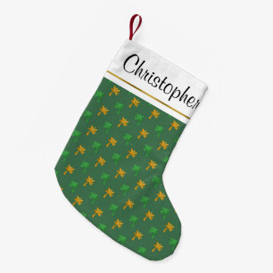 Gold Foil and Green Hawaiian Tropical Palm Trees Small Christmas Stocking