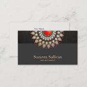 Gold Foil and Red Black Linen Look Cosmetology Business Card (Front/Back)