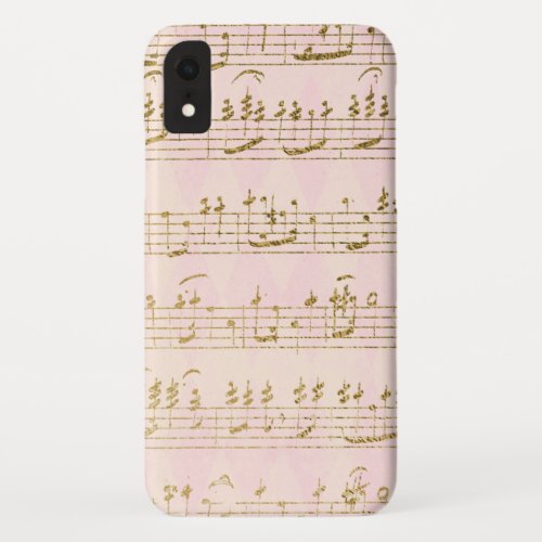 Gold Foil and Rose Gold Musical Notes Pattern iPhone XR Case