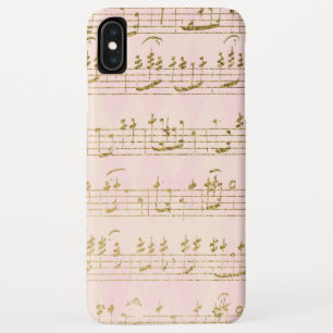 Gold Foil and Rose Gold Musical Notes Pattern iPhone XS Max Case