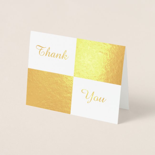 Gold Foil and White Rectangles Thank You Card