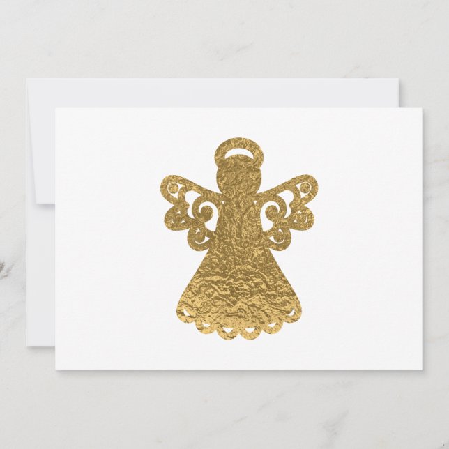 Gold Foil Angel Silhouette Christmas Flat Card (Front)
