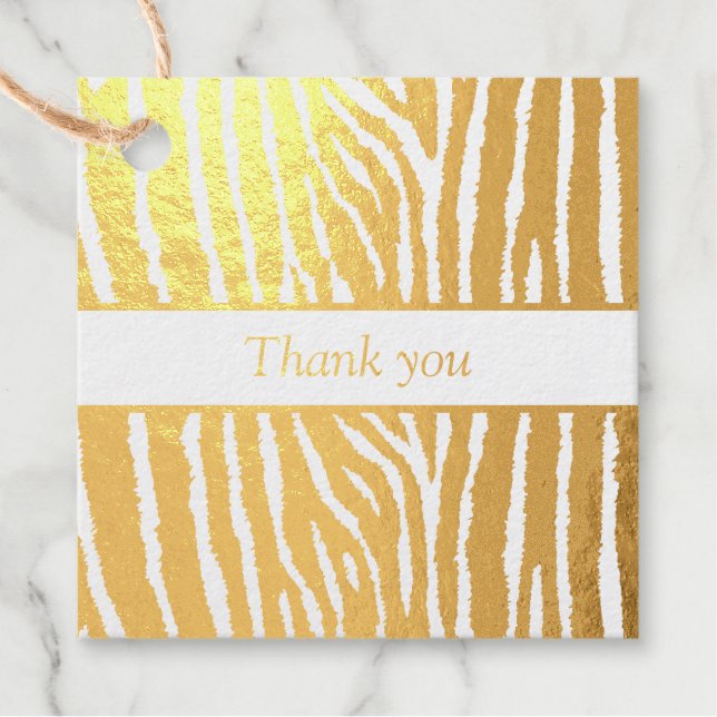 Gold Foil Animal Stripe Favor Tag (Front)