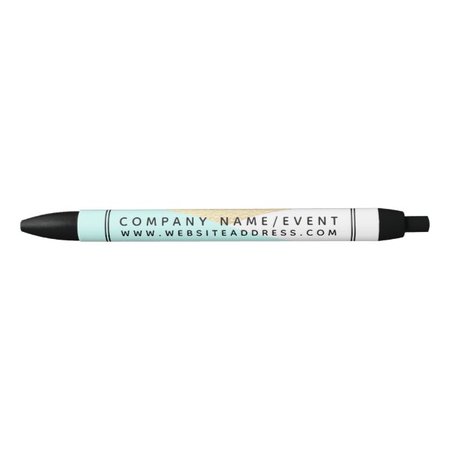 Gold Foil & Aqua, Modern Geometric Company/Event Pen (Front)